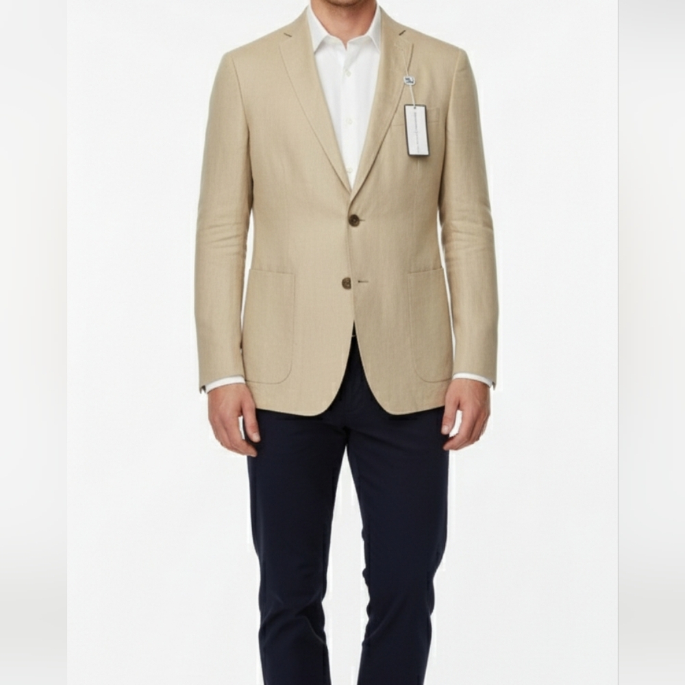 Sean John Linen Suit Separate Sportcoat‎ Blazer Size L Two Button Light Tan NEW